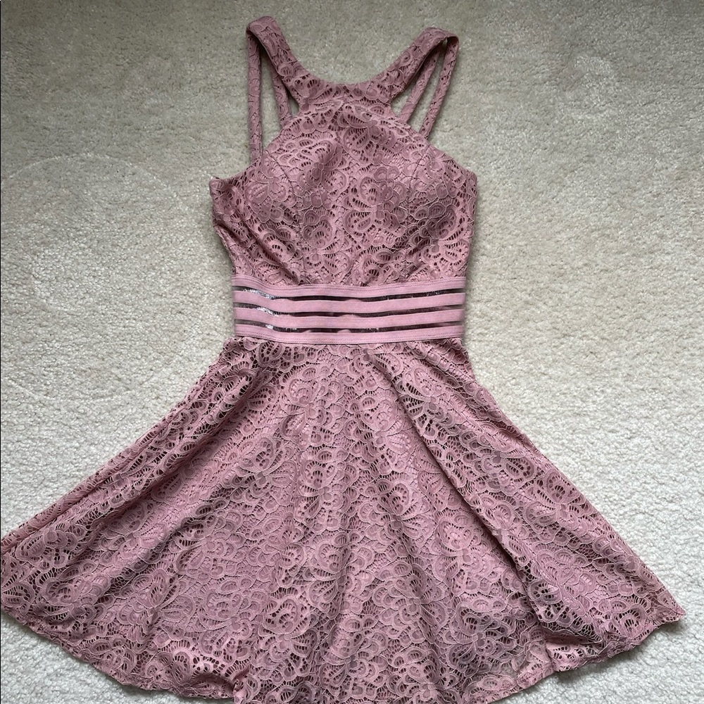 City Studio Lace Pink Halter Cocktail Dress, Sz 0
